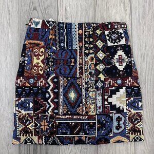 Wicked AF Virgina Tapestry Boho Quilted Plaid Patchwork Mini NEW A Line Skort